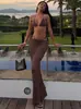 Estilo Europeu e Americano Verão Feminino Nova Moda Estampa de Bolinhas Conjunto de Três Peças Sexy com Amarração Conjunto de Biquíni com Fenda