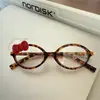 Óculos Retro Kt Cat Europeus e Americanos Transfronteiriços, Estilo Spicy Girl Doce-Cool, Óculos Decorativos Vintage Y2K com Estampa de Leopardo e Laço, Alto Valor Estético