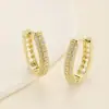 Nuevos Pendientes Populares Europeos y Americanos Transfronterizos de Cobre con Incrustación Completa de Circonita, Pendientes de Moda para Mujer con un Toque de Lujo Ligero y de Alta Gama
