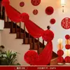 Conjunto de Decoração para Sala de Celebração de Casamento com Flores Vermelhas Grandes, Guirlanda de Hortênsias para Decoração de Corrimão de Escada e Villa Rural