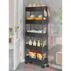 Estante de Almacenamiento para Espacios Pequeños Baño Trasera de Puerta Carrito Pequeño Inodoro Lavadora Gabinete de Almacenamiento de Múltiples Niveles para Espacios Estrechos Cesta para Verduras de Cocina