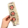 Faixa de Cabelo de Tricô Floral de Alta Qualidade 2026 com Velcro para Arrumar Cabelos Soltos, Faixa de Cabeça Floral Colorida Estilo Pastoral para Mulheres