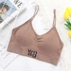 Ropa interior deportiva envolvente de pecho con tirantes de letras para niña, transpirable, sin aros, con realce, base, espalda bonita, top de tubo