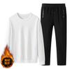 Conjunto de Sudadera de Algodón de Invierno con Cuello Redondo para Hombre, Jersey con Forro Polar, Ropa Deportiva Casual Cálida, Logo Personalizable, Forrado de Polar y Engrosado