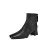 Botines Chelsea de Cuero Texturizado Plegado Versátiles Suaves 2024 Otoño e Invierno Cabeza Cuadrada Tacón Medio Grueso Completamente de Cuero Cortos para Mujer