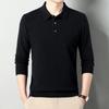 Suéter para hombre de otoño de alta gama con solapa de lana de oveja de manga larga, color sólido, para hombre de mediana edad, para el día a día, sencillo, básico