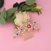 Artículo Más Vendido de Amazon, Popular en Europa y América, Peine para el Cabello de Novia con Pedrería Floral y Perlas, Accesorio para el Cabello de Aleación de Moda al por Mayor