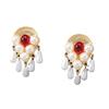 Pendientes exagerados europeos y americanos de tendencia femenina, pendientes de borla de perlas de imitación de aleación, joyería de boda para banquetes