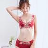 Roupa íntima bordada sexy feminina para seios pequenos com bojo sem aro conjunto de sutiã tamanho grande Sucção de mama Sutiã ajustável conjunto