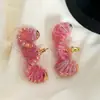 Novos Brincos Torcidos Exquisitos de Lã Colorida Feitos à Mão Design de Nicho de Alta Qualidade Brincos Dopamina para Mulheres