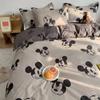 Juego de cama de cuatro piezas con bonito estampado de oso, algodón lavado, estilo dibujos animados, para dormitorio de estudiantes