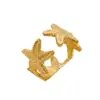 Anillo Abierto Retro Europeo de Estrella de Mar Personalidad Textura Tridimensional Estilo Marino Anillo para el Dedo Diseño de Nicho Accesorios Venta al por Mayor