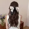 Presilha de Cabelo com Laço Multicamadas de Bolinhas Pretas e Brancas para Rabo de Cavalo Feminino, Acessório de Cabelo de Alta Qualidade para Cabelos Semi-Presos na Parte de Trás da Cabeça