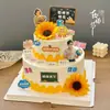 Decoración de Tarjeta para Pastel de Doble Capa Día del Maestro 2025 Girasol Feliz Día del Maestro para Maestros Hombres y Mujeres Gracias por el Día del Maestro Enchufe