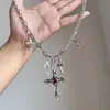 Colar Europeu e Americano Punk Retrô com Franjas de Cruz, Corrente de Clavícula Camada Estilo Gótico Escuro, Nova Corrente para Suéter de Outono e Inverno