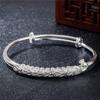Pulsera de Pavo Real Yihua Pulsera de Plata Grabada en Relieve Moda Juvenil Pavo Real Deslizante Pulsera de Seda de Flor de Fénix