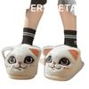 Novas Pantufas de Algodão de Inverno 2025 para Mulheres, Desenho Animado de Gato Elfo Fofo com Forro de Lã, Pantufas Quentes com Solado Macio para Uso em Casa e ao Ar Livre