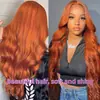 Peluca frontal de encaje nueva, tocado, cabello largo y rizado naranja, onda, cabello humano, fábrica de pelucas de encaje, generación