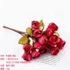 Capullos de Rosa de Seda Artificial en Stock, Ramo Pequeño de Cinco Puntas, Paquete Pequeño de 15 Flores, Flores Artificiales, Decoración Popular de Venta Transfronteriza