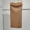 Calidad de Mostrador Primavera y Verano 2024 Elegante Plisada Casual Moda Versátil Elegante Ropa de Trabajo Falda con Abertura Delantera