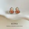 Aretes de Calabaza de Cristal Degradado para Mujer, Diseño de Lujo Nicho Único Accesible, Aretes Metafísicos de Riqueza, Joyería para Orejas de Gama Alta