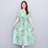 Meia-idade e idosos algodão vestido de seda pijamas de verão mulheres artificial algodão saia floral mid-length plus size homewear mom wear