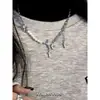 Collar de Diseñador para Mujer con Perlas de Imitación y Zirconia en Forma de Estrella, Cadena para Clavícula con Borla, Cadena de Cuello de Alta Gama, Cadena para Suéter