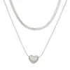 Collar de Hueso de Serpiente con Colgante de Corazón de Doble Capa Transfronterizo para Mujer, Cadena para Suéter de Moda Estilo Coreano y Japonés, Accesorio de Colgante Versátil para Mujer al por Mayor