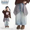 Ropa para niños Nuomi Wanzi, jeans versátiles y elegantes para niñas, pantalones casuales rectos de otoño para niños con solapa trasera desmontable