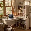 Escritorio para sala de estudio mesa para aprendizaje en casa escritorio para computadora de dormitorio tocador de niña estantería escritorio de esquina integrado