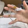 Pulsera de Doble Círculo con Cuentas de Ojo de Tigre Natural Diseño Nicho Versátil Pequeña Fresca para Mujer