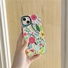 Capa de Celular Magnética para iPhone 18 Pro com Ilustração Popular de Rosa e Folha Verde Inspirada na Natureza e Frescor, Capa Dura de Camada Dupla para Apple 15