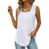 Verano 2025 Amazon Temu Más Vendido Europeo y Americano Estilo Nuevo Color Sólido Casual Sin Mangas Plisado Camiseta Sin Mangas Comercio Exterior Transfronterizo Ropa de Mujer