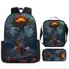 Mochila de Halloween Mais Vendida da Amazon, Conjunto de Três Peças Fantasma Abóbora, Mochila Escolar para Estudantes do Ensino Fundamental e Médio, Mochila Infantil, Bolsa de Ombro