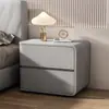 Mesa de cabeceira estilo creme, luxo leve, tamanho pequeno, madeira maciça e couro, quarto de alto padrão, sem necessidade de instalação, armário de armazenamento minimalista