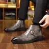 Suministro Especial Transfronterizo Botas de Cuero para Hombre de Caña Alta sin Cordones Zapatos Formales Casuales de Caballero Talla Grande 48 Cremallera Lateral Botas Martin para Todas las Estaciones