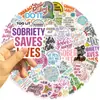 50 piezas/2 estilos de pegatinas de graffiti inspiradoras transfronterizas para la abstinencia de alcohol con citas en inglés para funda de teléfono y decoración de computadora DIY, venta al por mayor