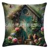 Funda de almohada de felpa corta de cuero color melocotón y lino transfronteriza, nueva, con flores de primavera y verano, para el hogar, la sala de estar y el sofá.