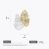 Anillo Hueco de Acero Inoxidable con Hilo Dorado Incrustado con Turquesa Moda Retro Estilo de Gama Alta Anillo Anillo