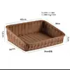 Prato de frutas inclinado de rattan, cesta de frutas de imitação de rattan, cesta de armazenamento de lanches, cesta de exposição de rattan, cesta de feira, cesta de exposição para casa de temporada