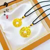 Colgante Brillante Efecto Hielo de Buena Suerte Bañado en Oro Tendencia de Tiktok, Collar de Moneda Atrae Riqueza al por Mayor