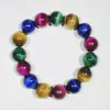 Pulsera Ojo de Tigre Azul Pavo Real Ojo de Tigre Azul Deslumbrante Ópalo de Madera Azul Cielo Pulsera Ojo de Tigre Ojo de Gato Pulsera Azul de Ojo de Tigre