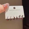 Estilo Doce Cool Personalizado Preto Geométrico Estrela Conjunto de Brincos de Seis Peças Temperamento Fashionável Simples Design Único Brincos Atacado