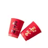 Taza de Papel de Año Nuevo Taza Desechable para Café Hogareña Engrosada Grado Alimenticio Roja Año del Caballo Festivo de Año Nuevo Bebida Caliente con Tapa