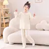 Pijama Feminino Algodão Nuvem Primavera e Outono Manga Longa Tamanhos Médio e Grande Crianças Meninas Crianças Ar Condicionado Roupas de Casa 2026 Novo Conjunto