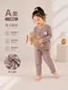 Ropa de primavera y otoño para niños Anyang, algodón Lycra para casa para niños y niñas, conjunto de dos piezas de top y pantalones de otoño sin costuras, clase A antibacteriana