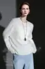 Suéter de Punto Integrado sin Costuras de Cuello Redondo Cepillado de Cachemir para Mujer, Estilo Hong Kong y Americano / Suéter Pulóver Holgado Estilo Europeo y Americano para Otoño
