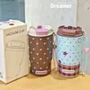 Taza de Café Moderna Sencilla con Estampado de Leopardo Acero Inoxidable Vacío Portátil Taza de Agua con Popote Taza de Regalo Exquisita Taza de Regalo para Damas