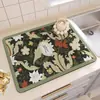 Alfombrilla Drenante de Tierra de Diatomeas con Azulejo Floral Retro, Base Resistente al Calor para Encimera de Cocina, Alfombrilla Absorbente de Agua, Absorbente de Aceite, a Prueba de Polvo, Antideslizante