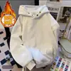 Moletom com Capuz Solto Oversize Estilo Coreano Peso Pesado Alta Qualidade Botão Duplo Confortável Versátil Estilo Casal Pulôver Coreano
